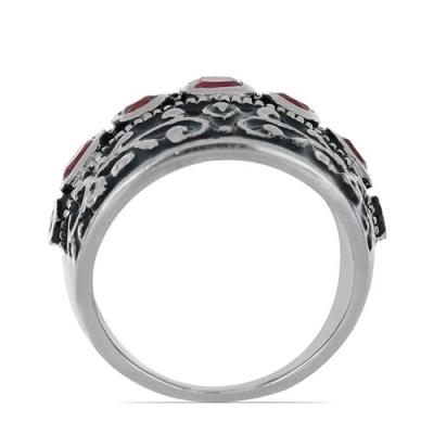 BUY 925 SILVER NATURAL INDIAN RUBY GEMSTONE ENAMEL RING 